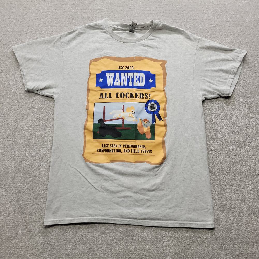Gildan ASC 2023 All Cockers Dog Show Wanted Graphic T-Shirt Men’s Large